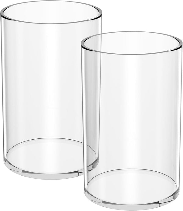 NIUBEE Acrylic Pen Holder 2 Pack, Clear Desktop Pencil Cup Organizer for Office Desk Accessories, Round