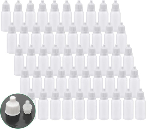 AHIER 50PCS 15ML Plastic Eye Dropper Bottles - Squeezable with Childproof Cap
