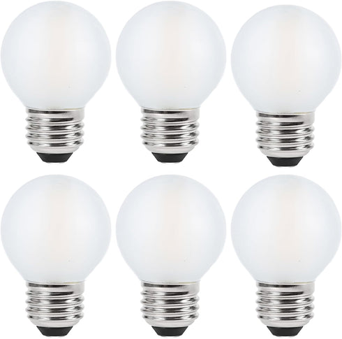 Frosted E26 LED Bulb 4W, 2700K Warm White, 40 Watt Equivalent, G16.5 Edison Globe Light Bulbs, 6-Pack for Chandelier