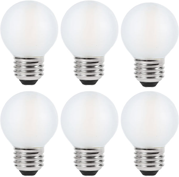 Frosted E26 LED Bulb 4W, 2700K Warm White, 40 Watt Equivalent, G16.5 Edison Globe Light Bulbs, 6-Pack for Chandelier