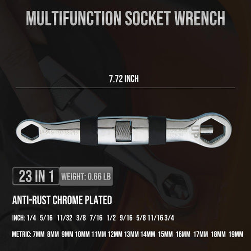 Lichamp Universal Wrench EDC Pocket Wrench Multi 23 Sizes from 1/4 to 3/4 inch and 7mm to 19mm by Lichamp