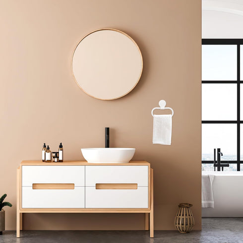 Wall-Mounted Towel Ring - White Plastic Hand Towel Holder for Bathroom