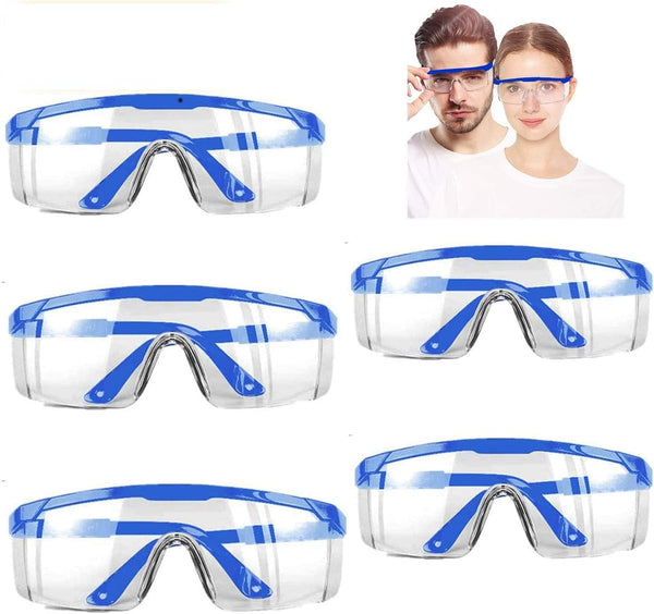 MOZEEDA Safety Glasses, Clear Goggles with Adjustable Temples, Anti-Fog Lightweight Protective Eyewear