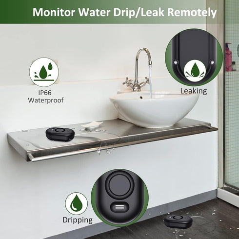 Water Leak Detector Sensor Alarm, Smart Flooding Monitor for Home, Adjustable Moisture Alert for Basement Detection