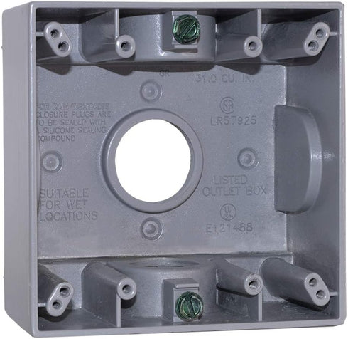 Sigma Electric 14357 1-Inch 3 Hole 2-Gang Box, Gray