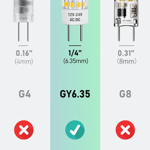 GY6.35 Bulb, 4W(50W 12V-24V 3000K, 500 T4 GY6.35 Bulbs Non-Dimmable, Pack 5 Maelsrlg LED Equivalent), AC/DC, Warm White