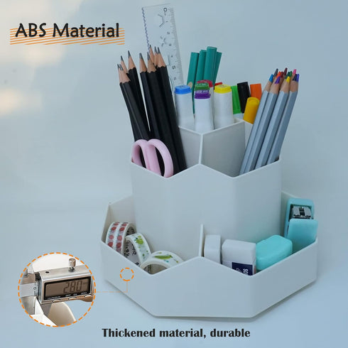 Upgrade 360 Degree Rotating Organizer Pencil Holder with 9 Slots, Multipurpose Desktop Storage Solution