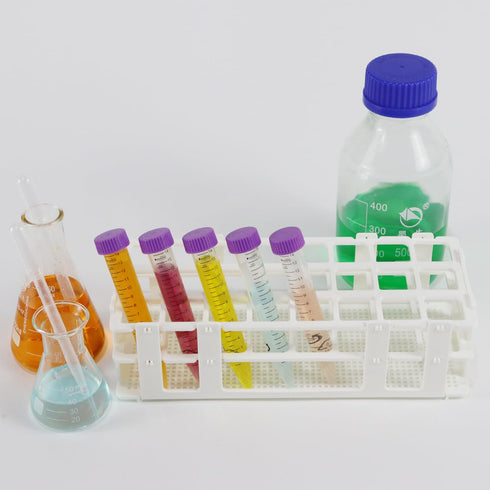 Plastic Test Tube Rack, 24 Holes, Detachable Holder for 25 mm Test Tubes, White Vial Holder (1pcs, 24 Holes)