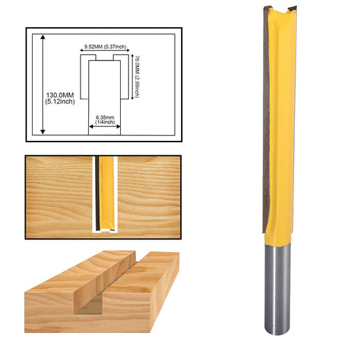 HOHXEN 1/4-Inch 3/8 Inch 3 Inch (Pack 1) Double Flute Straight Bits, Shank Straight Router Bits Width Woodworking