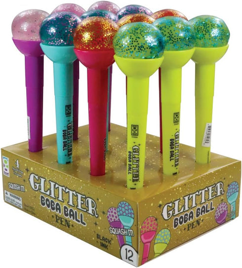 Raymond Geddes Glitter Boba Squishy Top Pen (Pack of 12)
