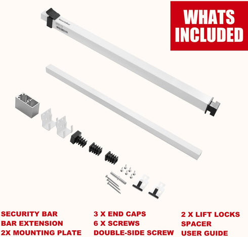(14.25" 37") SecurityMan Window Security Bar - Easy Install for Horizontal/Vertical Windows - Adjustable Window Lock