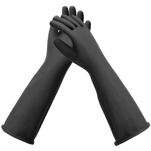 Black Rubber Gloves Extra Large, 22" Long, Chemical Resistant for Heavy Duty Cleaning