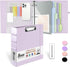 Leather 3 Ring Binder, 2 Inch with Clipboards, 5-Tabs Pockets, 18 Divider Stickers, Purple