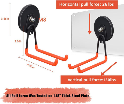 Heavy Duty Large Magnetic Hooks, 2 Pack Strong Magnet Hooks for Power Drill, Garden Tools, Workshop