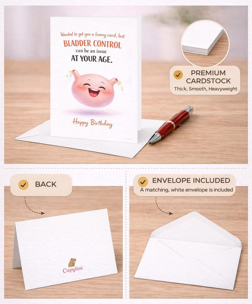 Generic CAPYTINI Funny Old Age Birthday Card Bladder Control Joke Card Rude Aging Humor Card Sarcastic Adult Birthday