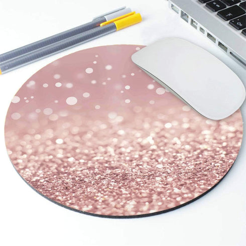 Rose Gold Rainbow Glitter Gaming Mouse Pad, Custom Design, Non-Slip Rubber Square for Computers, 7.9 x 7.9 Inch