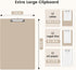 Extra Large 11x17 Clipboards, Khaki Plastic Drawing Boards with Low Profile Clip for Art Supplies and Drafting
