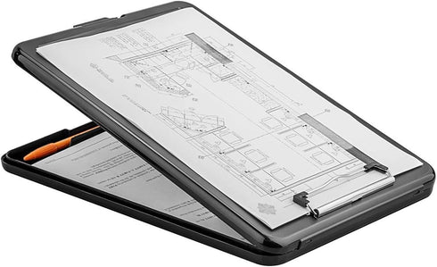 ZCZN Plastic A4 Form Storage Box, Clipboard Case for School, Utility, Office, Medical Personnel, Black