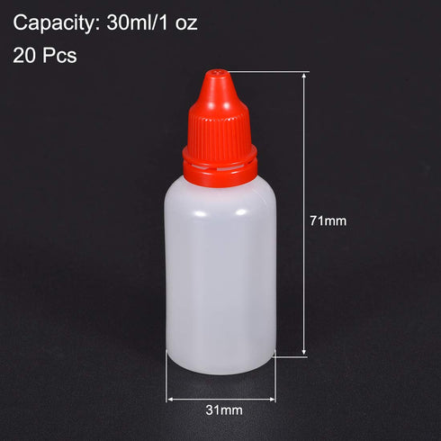 uxcell 30ml/1 oz Plastic Dropper Bottles, Empty Squeezable with Cap, Red, Pack of 20