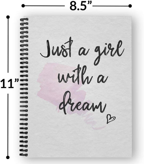 Softcover Girl With A Dream Motivational Spiral Notebook, 8.5" x 11", 120 Wide Ruled Pages, Durable Cover