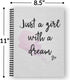 Softcover Girl With A Dream Motivational Spiral Notebook, 8.5" x 11", 120 Wide Ruled Pages, Durable Cover