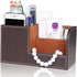KINGFOM Desk Organizer - Multi-function Office Supplies Caddy in Brown Pu Leather