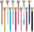 Diamond Pens, Fun Fancy Crystal Diamond Pen for Women, Bling Metal Pens, Black Ink, 12 Count (Mixed Colors)