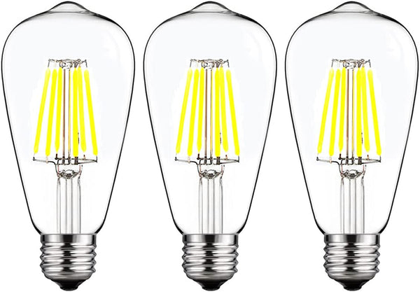 12V Edison Bulb, 6W E26, 12V LED Bulb, 60W Equivalent, Daylight 6000K for RV Camper Marine, 3 Pack