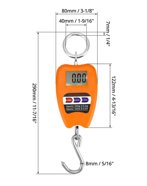 QWORK Hanging Weight Scale, 200kg/440lbs Digital Crane Scale, Aluminum Housing, LED Display.