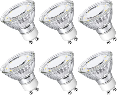 6 Pack LE GU10 LED Light Bulbs, Non-Dimmable, 5000K Daylight White, 4W Replacement for Recessed Lighting