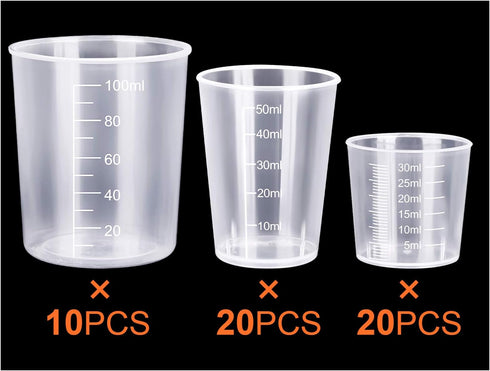 50 Pcs Plastic Measuring Cups, Resin Mixing Cups, Epoxy Mixing Cups, 30ml 50ml 100ml