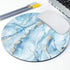 Round Mouse Pad with White Blue Marble and Gold Glitter Veins, Fake Stone Texture Print, Office Mousemat Accessory
