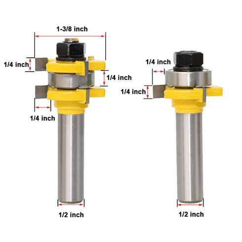 Tongue and Groove Router Bit Set, 2 Grooving Router Bits for Woodworking Tools, 1/2 Inch Shank