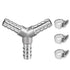 Stainless Steel 5/16" Hose Barb Y Barbed Fitting, 3 Way Wye Adapter with 3pcs Hose Clamps