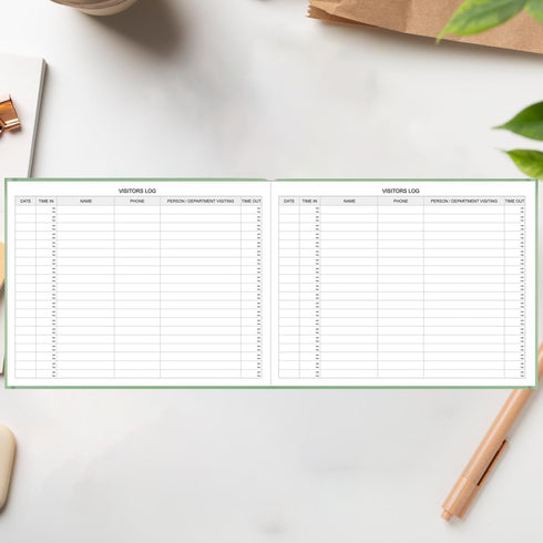 Visitors Register Book - Visitor Log Book with 120 Pages, 9" X 7", Green Hardbound Cover for Wedding Reception and