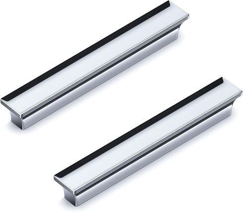 5-Inch Polished Chrome Square Cabinet Handle, Chrome Drawer Knob Dresser Handle, 2-Pack