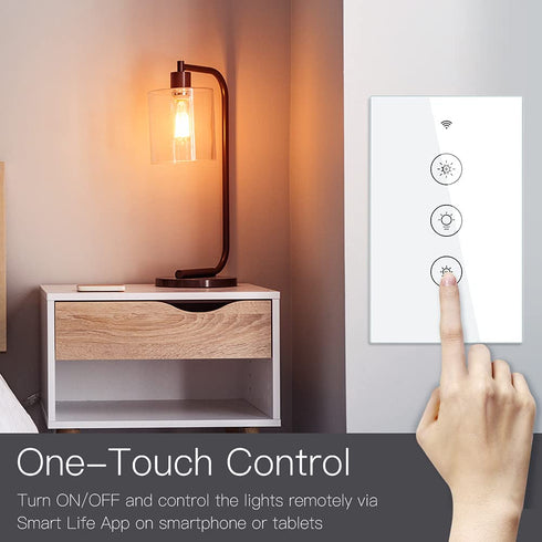 Dimmer MOES WiFi RF Smart Light Switch, Smart Life/Tuya APP Relay Status Backlight Switch Off RF Remote Control Voice