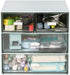 LETURE Desk Organizer with 4 Drawers - Clear Plastic Storage Box for Office Supplies, Gel Pens, Pencils