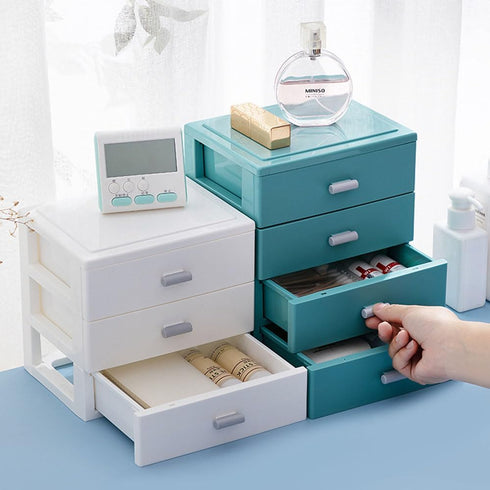 Desktop Drawers Organizer, Desk Storage Box with 3 Drawers for Small Items, Office and Home Cosmetic Organization