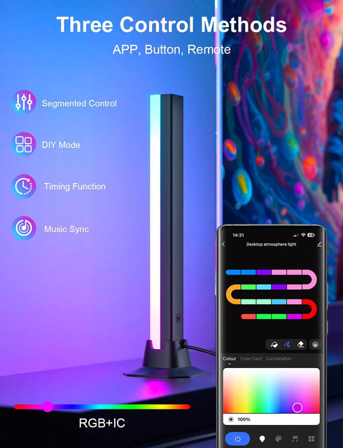 RGB Light Bar, Smart LED Light Bar Work with Alexa, Music Sync, APP & Remote Control, USB Powered TV Backlight, Color