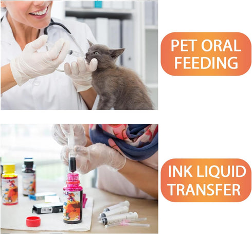 10mL Syringe for Liquid, Food, Oral, Scientific Labs, Measurement, Dispensing, 3 Pack with Press-In Adapter, Big Tip