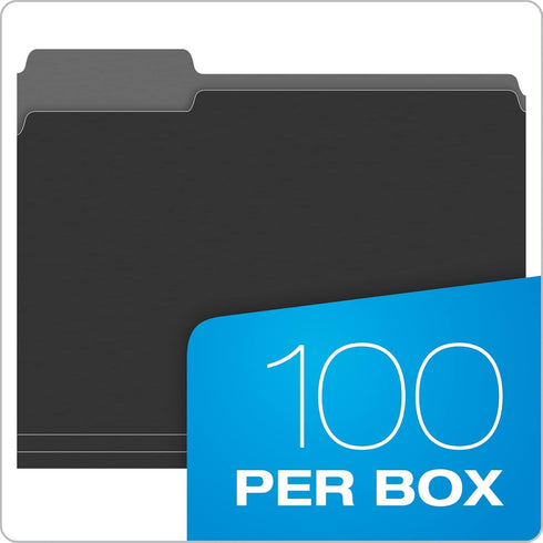 Pendaflex File Folders, Letter Size, 1/3-Cut Tab, Black, 100 Per Box for Documents