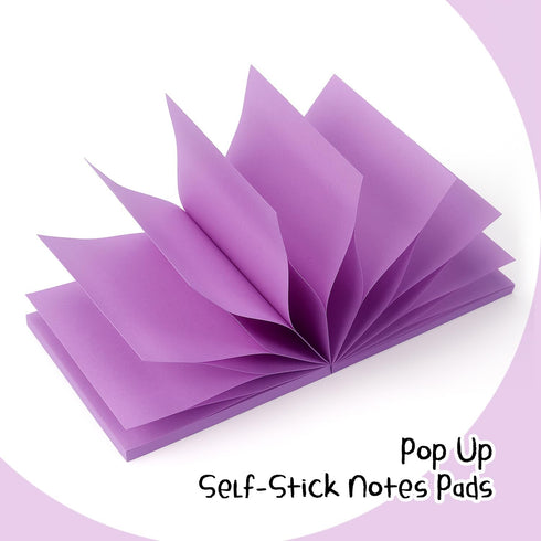 Sticky Notes 3x3 Pop Up Self-Stick Pads - Bright Colors for Office, School, Home, 4 Pads/Pack, 90 Sheets/Pad (Purple)