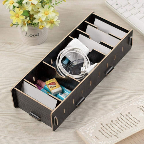 Jadpes Wooden Business Card Case, Innovative Storage Box Holder Pocket for Office Desk Organizer (#02)