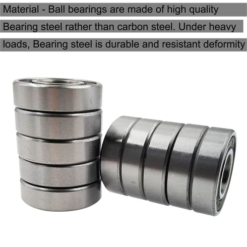 10 PCS R8-2RS Double Rubber Sealed Roller Ball Bearing - 1/2 Inch Bore, ABEC3 Precision Bearing