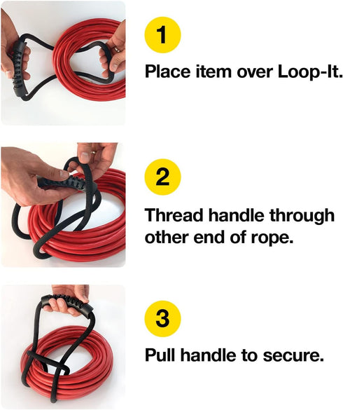 Loop-It Storage Straps by Wrap-It Storage - 18-inch Black (3-Pack) - Extension Cord Organizer for Home, Garage, RV