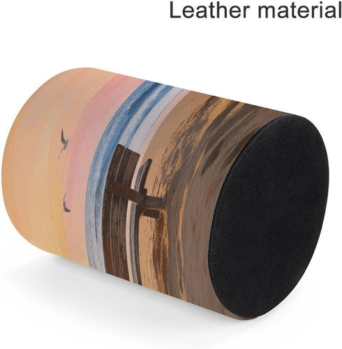 LZQPOEAS Beach Bench Pen Holder for Desktop Organizer Storage Case Modern Minimalist Pen Cup Round Pencil Holder PU