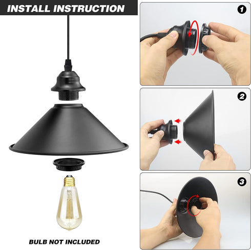 LYOOWNG Plug in Pendant Light, Industrial Hanging Light with Plugin Cord On/Off Switch, Farmhouse Pendant Lights