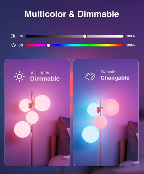 Beantech Smart Bulb, WiFi Color Changing Light Bulb, A19 RGB Alexa Light Bulb, Dimmable LED, 2 Pack