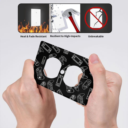 Moslion 1-Gang Video Game Controller Wall Plate Outlet Cover Play Game Device Black Duplex Switch Covers Standard Size